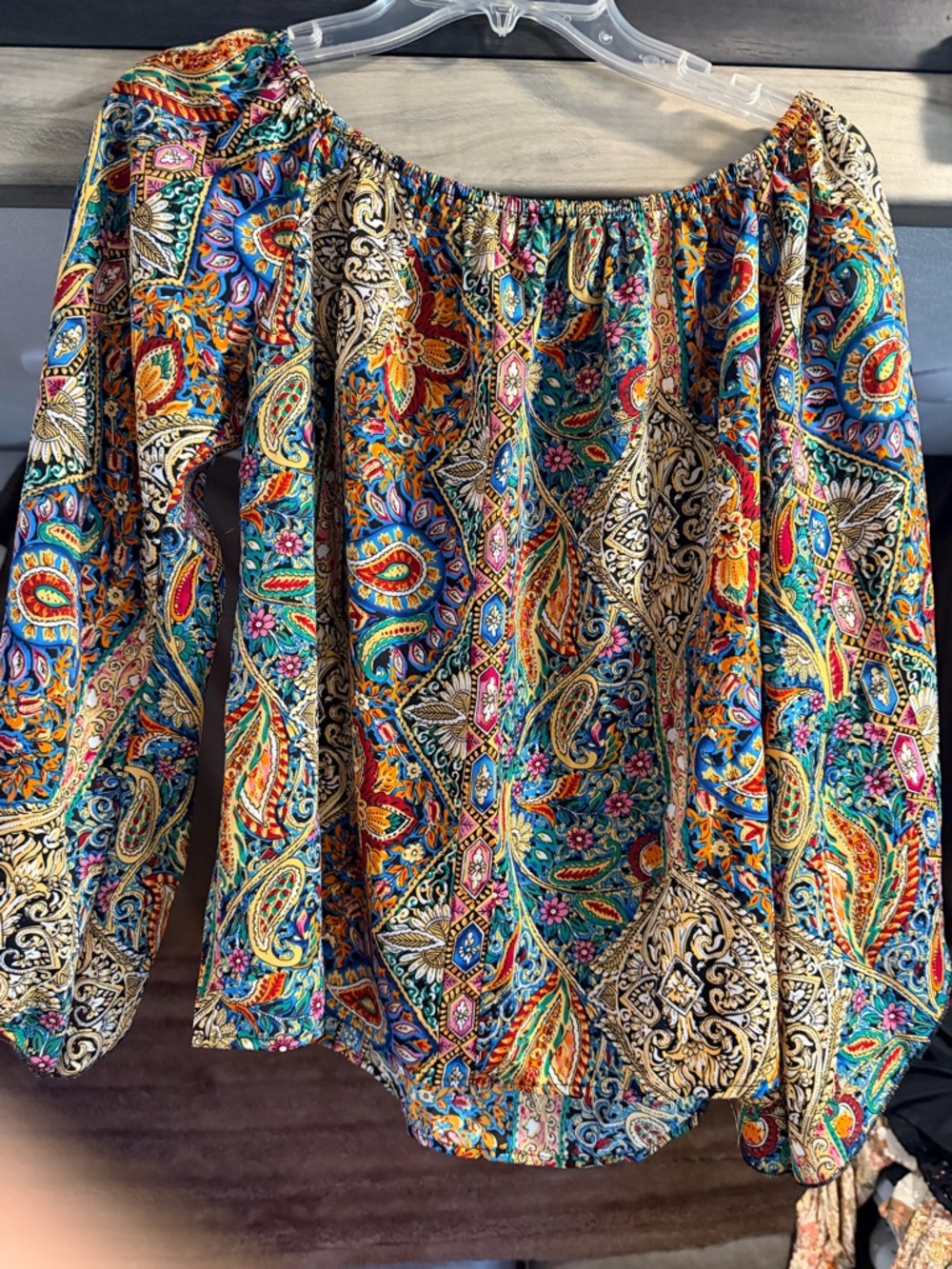 Vibrant Paisley Off-Shoulder Blouse - Multicolor